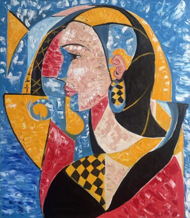 Portrait of a Woman: Picasso-Inspired Cubist Masterpiece