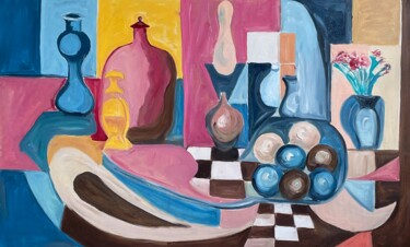 "Geometric Harmony: Still Life with Vibrant Vessels"