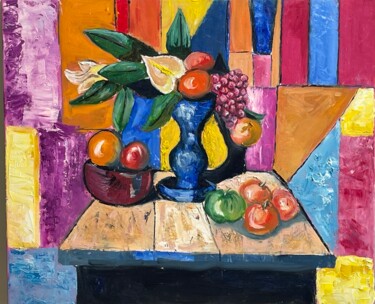 "Cubist Fusion: Vibrant Still Life"